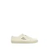 Saint Laurent Court Classic Distressed Logo-embroidered Canvas And Leather Sneakers In Neutral