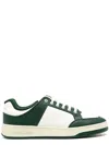 Saint Laurent Low Lace-up Sneakers With Perforated Leather In Green