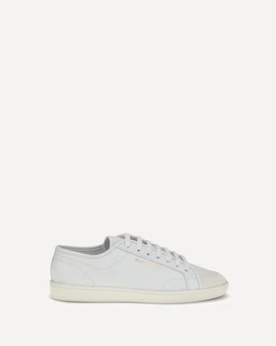 Saint Laurent Gym Low Logo-print Leather Sneakers In White