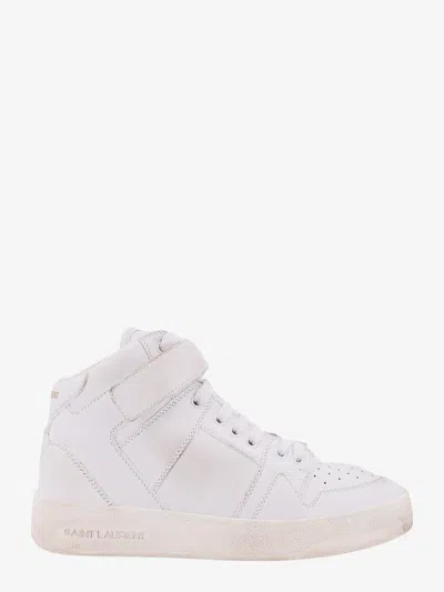 SAINT LAURENT LEATHER SNESKERS WITH WASHED-OUT EFFECT