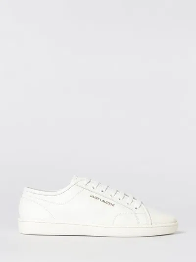 Saint Laurent Gym Low Logo-print Leather Sneakers In White