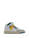 Saint Laurent Lax Colour-block Leather And Suede High-top Sneakers In Multicolour