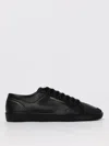 Saint Laurent Leather Sneakers With Almond Toe And Perforated Style In Black