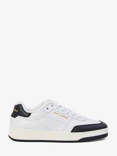 Saint Laurent White And Black Leather Sneakers In Multi