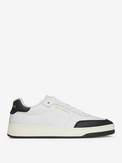 Saint Laurent White And Black Leather Sneakers In Multi
