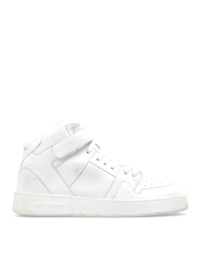 Saint Laurent Lax Sneakers In Washed-out Effect Leather In White
