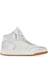 Saint Laurent Sl/80 Mid-top Sneakers In Smooth And Grained Leather In White