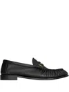Saint Laurent Soft Loafers With Cassandre Decoration And Hand-stitched Moc Toe Shoes In Black