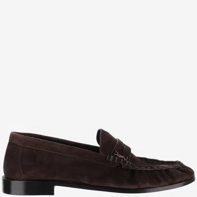 Saint Laurent Soft Suede Loafer In Brown