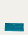 Saint Laurent Soft Ysl Clutch Bag In Satin In Blue
