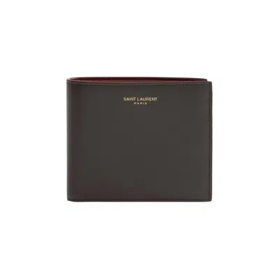 Pre-owned Saint Laurent Soho Calfskin Bifold Wallet 'chocolate Noir/jerts' | Brown | Men's Size Onesize
