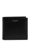 Saint Laurent Black Bi-fold Wallet With Logo Lettering On The Front In Leather Man In Black