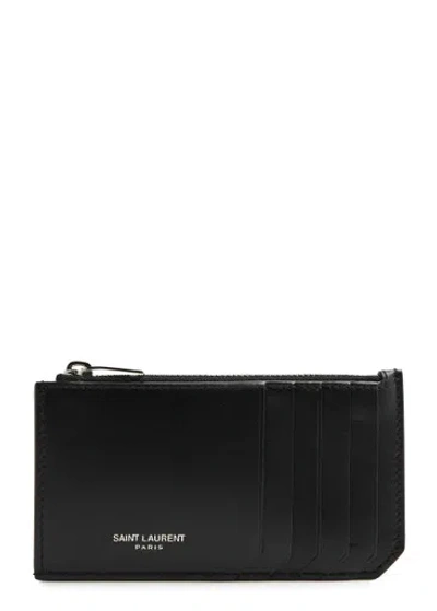 Saint Laurent Calfskin Card Slots Holder In Black