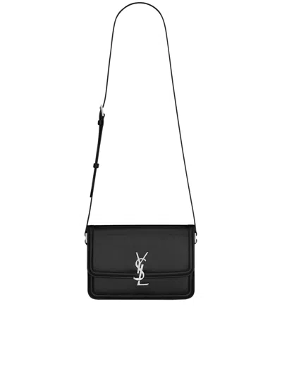 Saint Laurent Satchel Solferino Medium Leather Crossbody Bag In Black