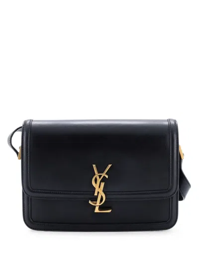 Pre-owned Saint Laurent Solferino Bag Leather Medium Shoulder Bag In Black