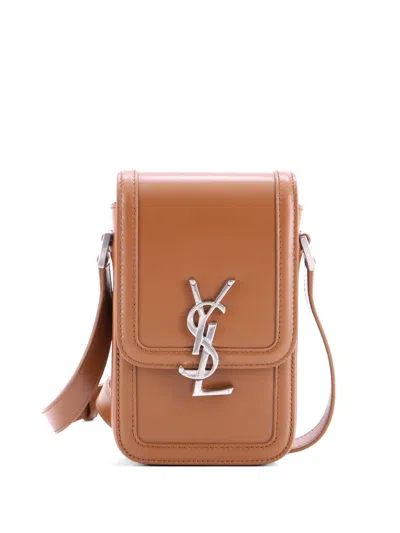 Pre-owned Saint Laurent Solferino Bag Leather Mini Crossbody Bag In Brown