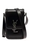 Saint Laurent 'solferino' Black Crossbody Bag With Cassandre Closure In Smooth Leather Man In Multicolor
