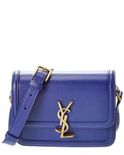 Saint Laurent Solferino Box Small Leather Satchel In Blue