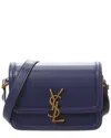 Saint Laurent Solferino Box Small Leather Satchel In Blue