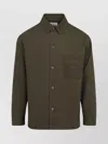 Saint Laurent Solferino Cotton Gabardine Overshirt With Cassandre Logo In Brown
