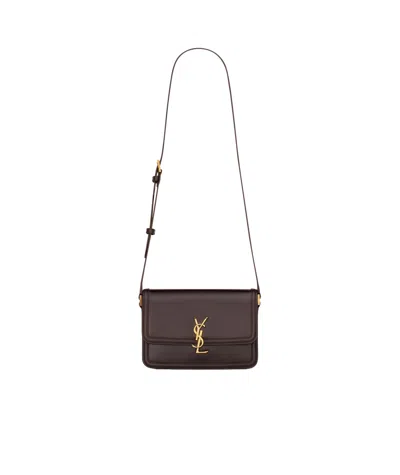 Saint Laurent Solferino Medium Cowhide Leather Shoulder Backpack In Brown