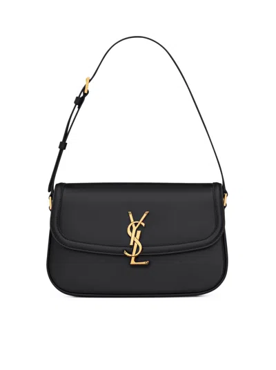 Saint Laurent Solferino Medium Leather Bag In Black