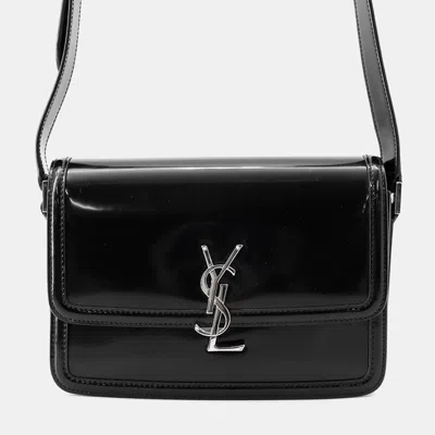 Pre-owned Saint Laurent Solferino Medium Satchel Black Patent Leather Size Medium
