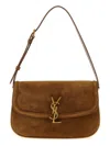 Saint Laurent Solferino Medium Ysl Shoulder Bag In Suede In Brown