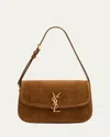 Saint Laurent Solferino Medium Ysl Shoulder Bag In Suede