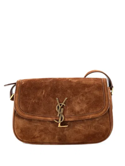 Pre-owned Saint Laurent Solferino Nm Bag Suede Small Shoulder Bag In Brown