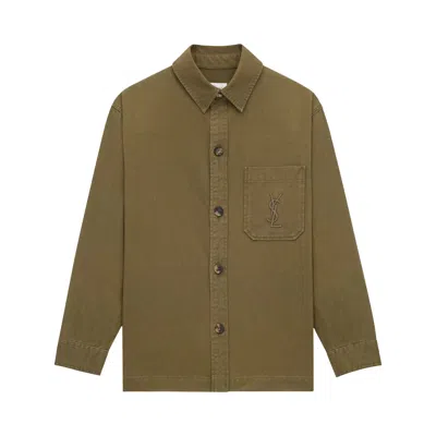 Pre-owned Saint Laurent Solferino Overshirt 'vintage Khaki' | Green | Men's Size L