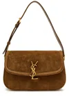 Saint Laurent Solferino Medium Ysl Shoulder Bag In Suede In Brown