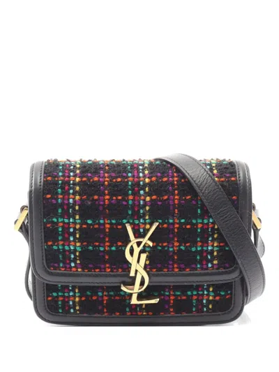Pre-owned Saint Laurent Solferino Tweed Shoulder Bag In Black