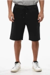 Saint Laurent Solid Color Brushed Cotton Shorts With Elastic Waistband In Black