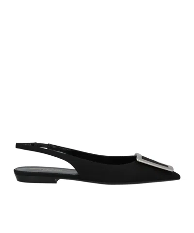 Saint Laurent Solid Color Flat Shoes In Black