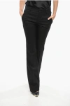 Saint Laurent Solid Color Gabardine Wool Pants In Black
