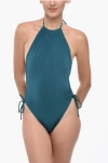 Saint Laurent Solid Color Halterneck One-piece Swimsuit