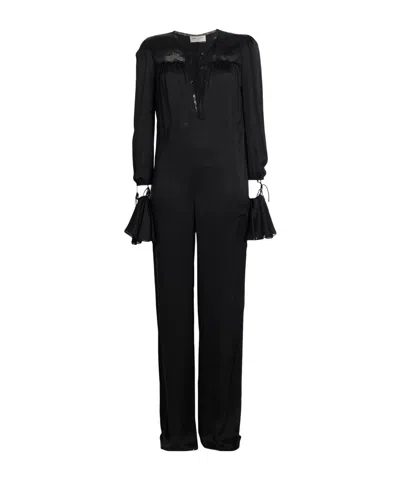 Saint Laurent Solid Color Jumpsuits In Black