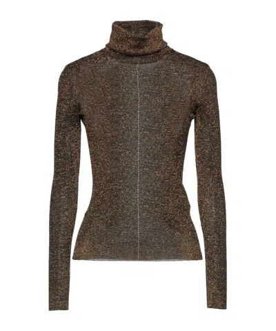 Saint Laurent Solid Color Lightweight Knit Sweater In Brown
