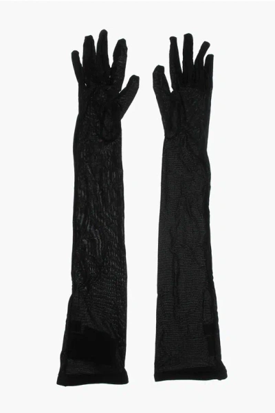 Saint Laurent Solid Color Opera Glovers In Black