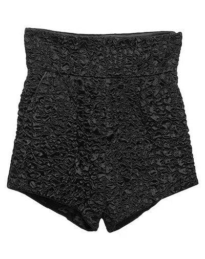 Saint Laurent Solid Color Satin Shorts In Black