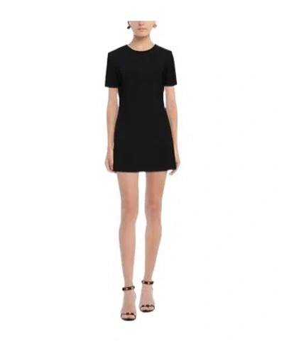 Saint Laurent Solid Color Short-sleeved Dress In Black