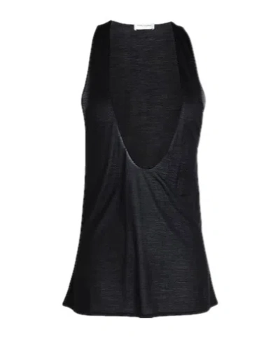 Saint Laurent Solid Color Sleeveless T-shirt In Black
