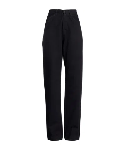 Saint Laurent Solid Color Straight-leg Trousers In Black