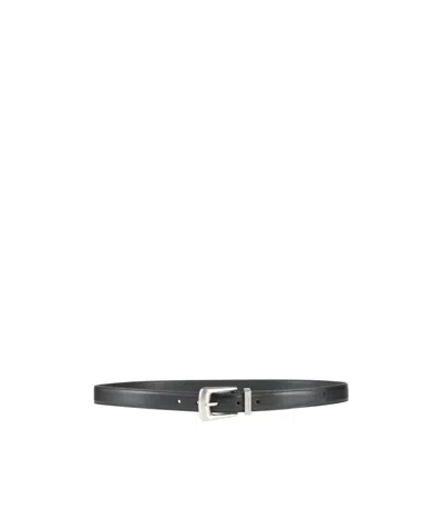 Saint Laurent Solid Colour Thin Belts In Black