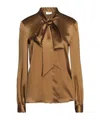 Saint Laurent Solid Colour Tops In Brown