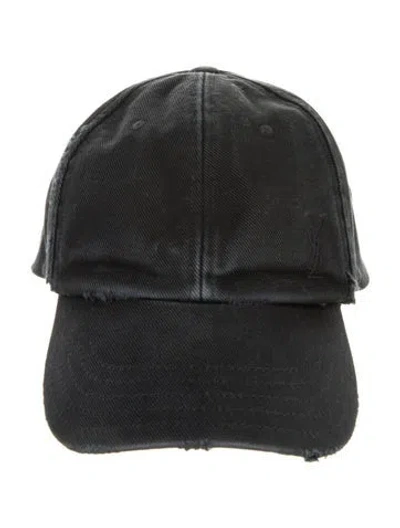 Pre-owned Saint Laurent Solid Distressed Baseball Hat In Black