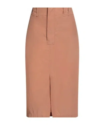 Saint Laurent Solid Satin Pencil Skirt In Orange