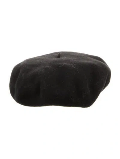 Pre-owned Saint Laurent Solid Wool Beret In Black