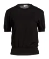 Saint Laurent Solid Wool Knit Sweater In Black